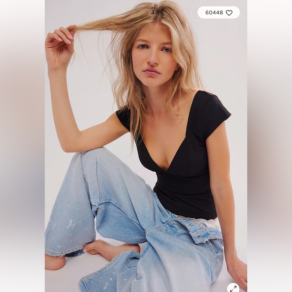 Free People Black Duo Corset Cami